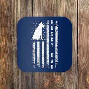 Siberian Husky Dog Breed American Flag Husky Lover Dog Dad Coaster