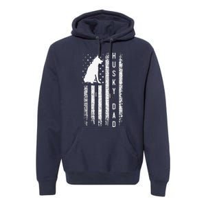 Siberian Husky Dog Breed American Flag Husky Lover Dog Dad Premium Hoodie