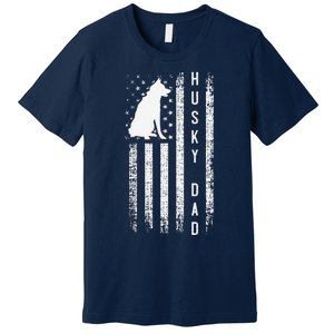 Siberian Husky Dog Breed American Flag Husky Lover Dog Dad Premium T-Shirt