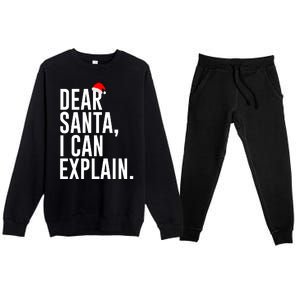 Santa Hat Dear Santa I Can Explain Christmas Premium Crewneck Sweatsuit Set