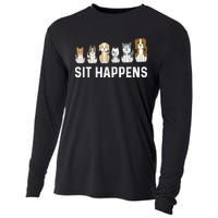 Sit Happens Dog Sitter Pet Sitting Animal Whisperer Cooling Performance Long Sleeve Crew