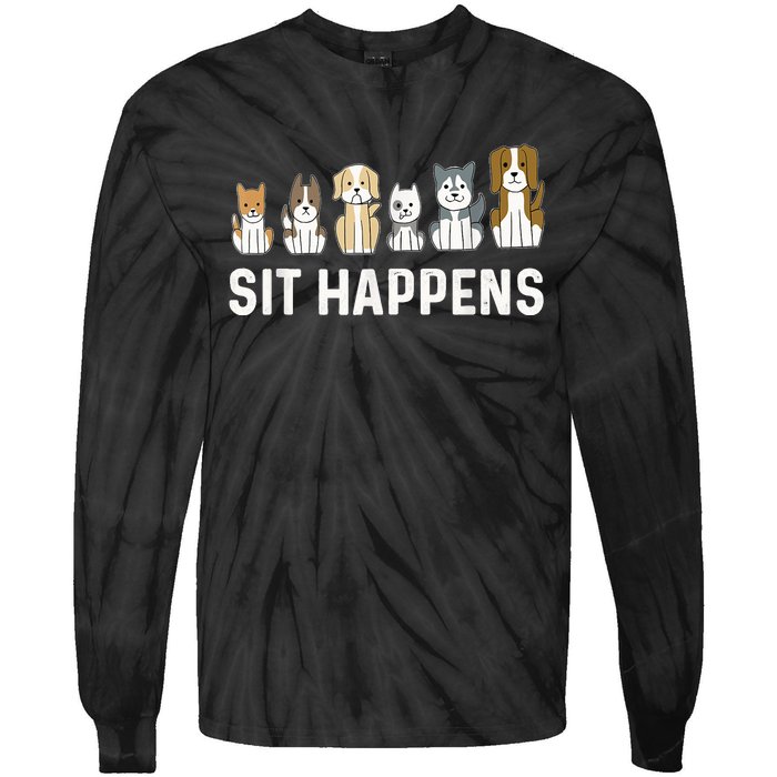 Sit Happens Dog Sitter Pet Sitting Animal Whisperer Tie-Dye Long Sleeve Shirt