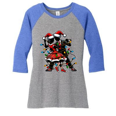 Sock Hop Dance 50s Christmas Hat Xmas Gift Women's Tri-Blend 3/4-Sleeve Raglan Shirt