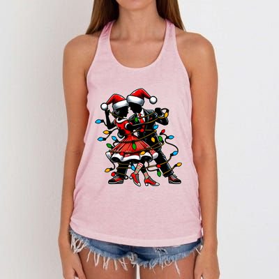 Sock Hop Dance 50s Christmas Hat Xmas Gift Women's Knotted Racerback Tank