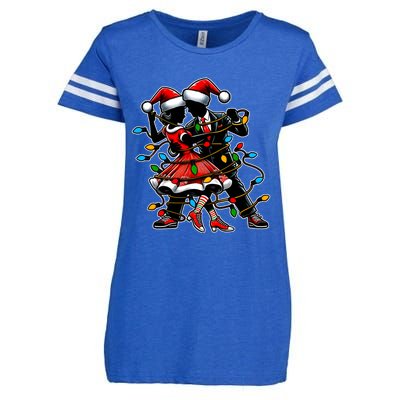 Sock Hop Dance 50s Christmas Hat Xmas Gift Enza Ladies Jersey Football T-Shirt