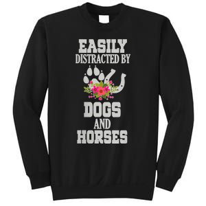 S Horse Dog Easily Distracted By Dogs And Horses V Neck Sweatshirt