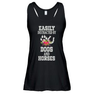 S Horse Dog Easily Distracted By Dogs And Horses V Neck Ladies Essential Flowy Tank