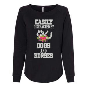 S Horse Dog Easily Distracted By Dogs And Horses V Neck Womens California Wash Sweatshirt