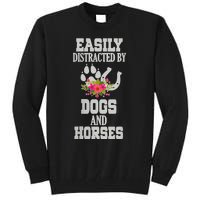 S Horse Dog Easily Distracted By Dogs And Horses V Neck Tall Sweatshirt