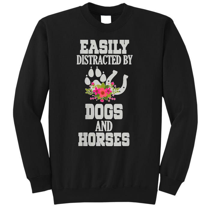 S Horse Dog Easily Distracted By Dogs And Horses V Neck Tall Sweatshirt