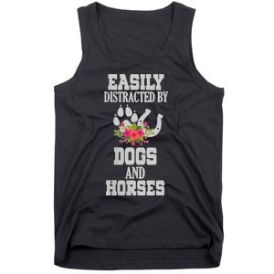 S Horse Dog Easily Distracted By Dogs And Horses V Neck Tank Top