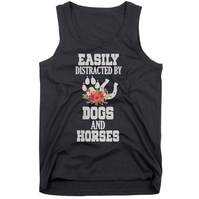 S Horse Dog Easily Distracted By Dogs And Horses V Neck Tank Top