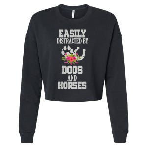 S Horse Dog Easily Distracted By Dogs And Horses V Neck Cropped Pullover Crew