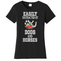 S Horse Dog Easily Distracted By Dogs And Horses V Neck Women's T-Shirt