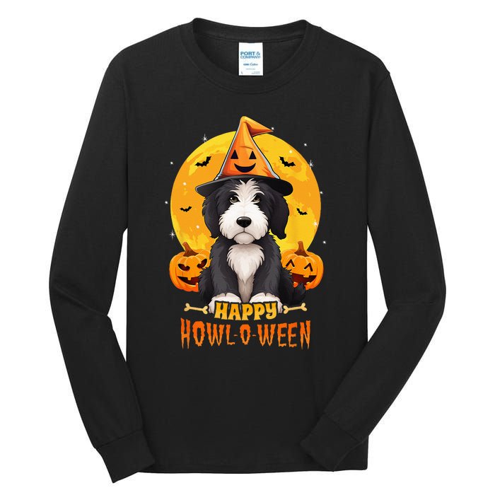 Sheepadoodle Halloween Dog Howl O Ween Funny Pet Tall Long Sleeve T-Shirt