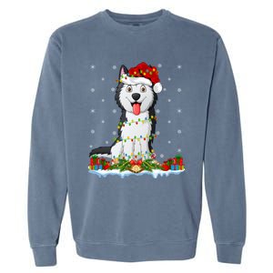 Siberian Husky Dog Xmas Lighting Siberian Husky Christmas Cute Gift Garment-Dyed Sweatshirt