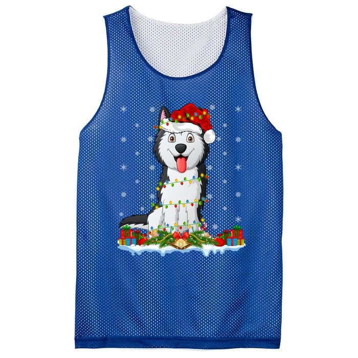 Siberian Husky Dog Xmas Lighting Siberian Husky Christmas Cute Gift Mesh Reversible Basketball Jersey Tank