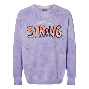 She Is Strong Bible Verse Colorblast Crewneck Sweatshirt