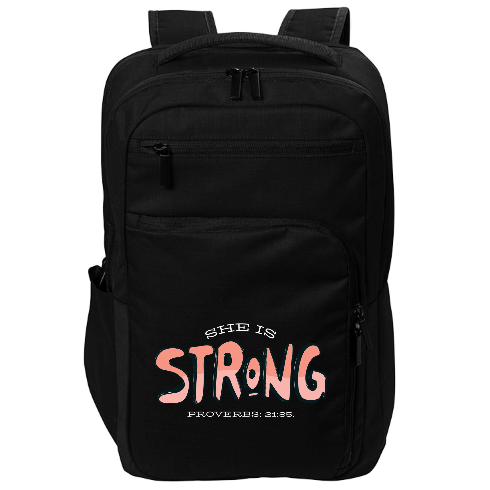 She Is Strong Bible Verse Impact Tech Backpack