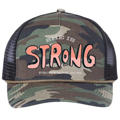 She Is Strong Bible Verse Retro Rope Trucker Hat Cap