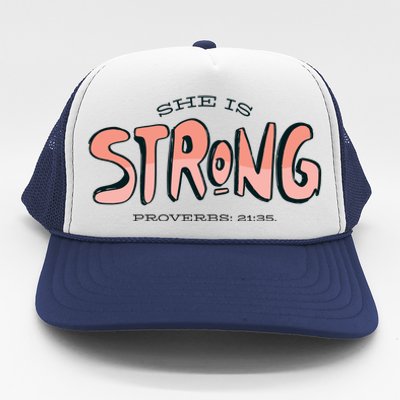 She Is Strong Bible Verse Trucker Hat