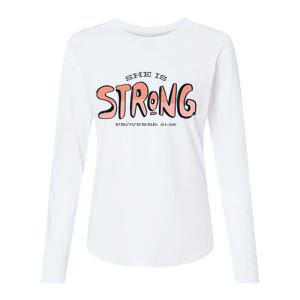 She Is Strong Bible Verse Womens Cotton Relaxed Long Sleeve T-Shirt