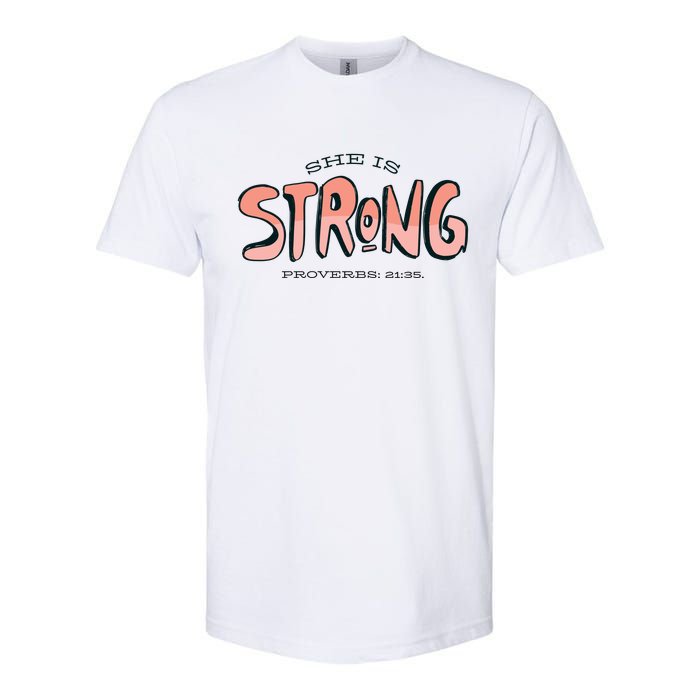 She Is Strong Bible Verse Softstyle CVC T-Shirt