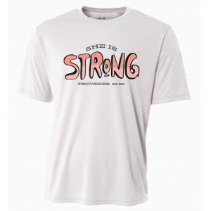 She Is Strong Bible Verse Cooling Performance Crew T-Shirt