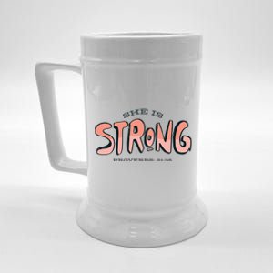 She Is Strong Bible Verse Beer Stein