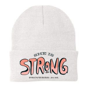 She Is Strong Bible Verse Knit Cap Winter Beanie