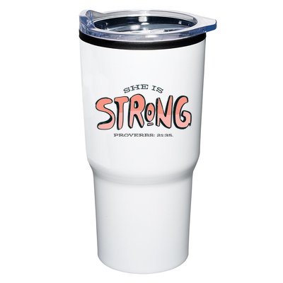 She Is Strong Bible Verse Tumbler
