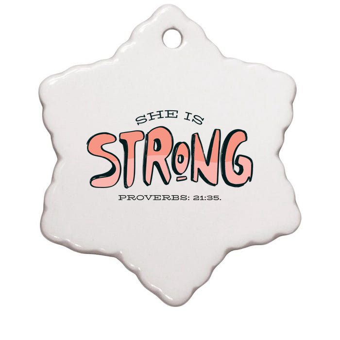 She Is Strong Bible Verse Ceramic Star Ornament