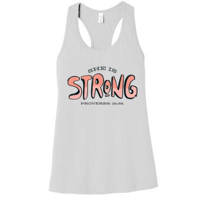 She Is Strong Bible Verse Women's Racerback Tank