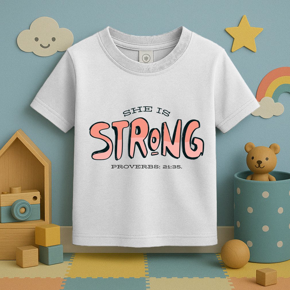 She Is Strong Bible Verse Toddler T-Shirt