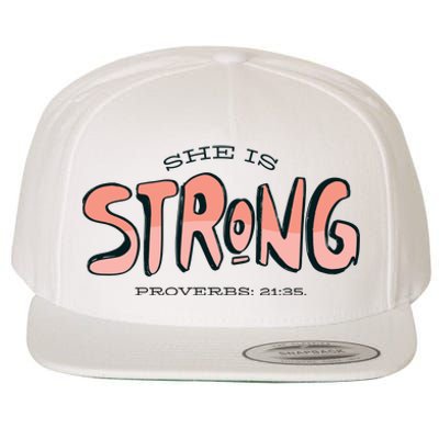 She Is Strong Bible Verse Wool Snapback Cap