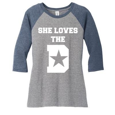 She Loves the D Dallas, Texas Pride Women's Tri-Blend 3/4-Sleeve Raglan Shirt