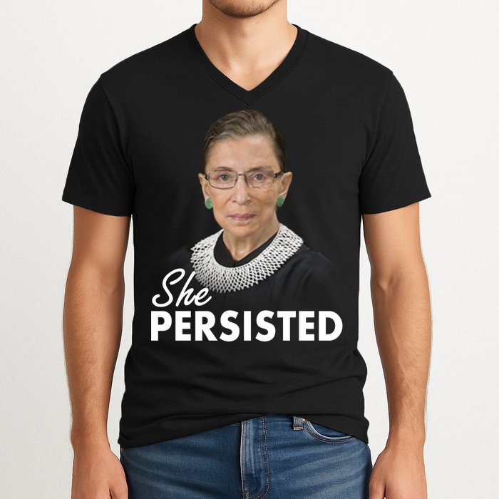 She Persisted RBG Ruth Bader Ginsburg V-Neck T-Shirt