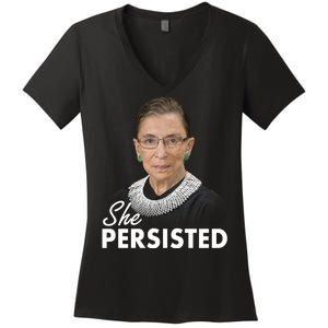 She Persisted RBG Ruth Bader Ginsburg Women's V-Neck T-Shirt