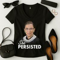 She Persisted RBG Ruth Bader Ginsburg Women's V-Neck T-Shirt