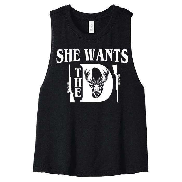 She Wants the D Hunting Women's Racerback Cropped Tank