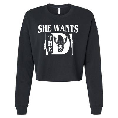 She Wants the D Hunting Cropped Pullover Crew