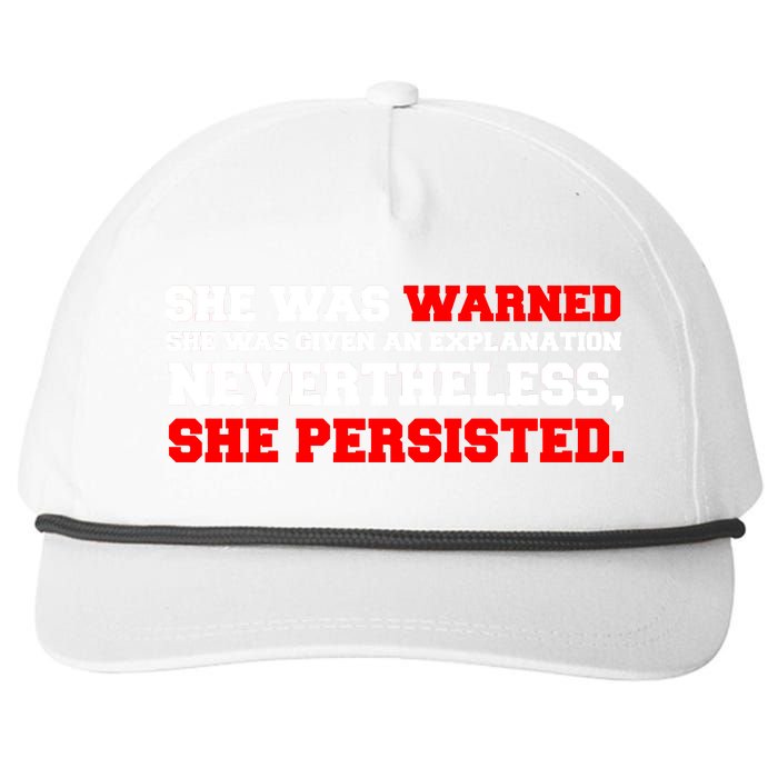 She Was Warned - Given an Explanation. Nevertheless, She Persisted. Snapback Five-Panel Rope Hat