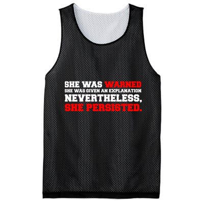 She Was Warned - Given an Explanation. Nevertheless, She Persisted. Mesh Reversible Basketball Jersey Tank
