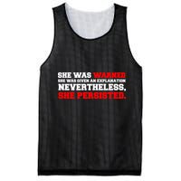 She Was Warned - Given an Explanation. Nevertheless, She Persisted. Mesh Reversible Basketball Jersey Tank