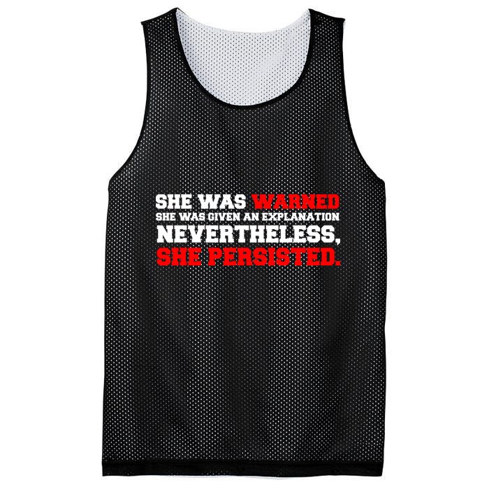 She Was Warned - Given an Explanation. Nevertheless, She Persisted. Mesh Reversible Basketball Jersey Tank
