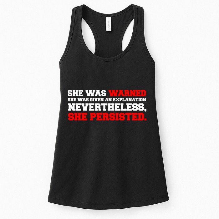 She Was Warned - Given an Explanation. Nevertheless, She Persisted. Womens Tank Top