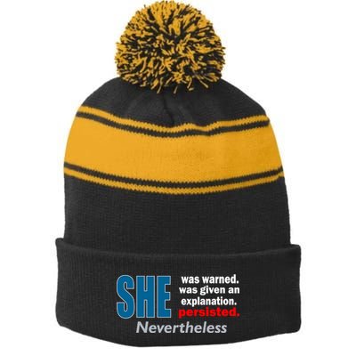 She Was Warned Given An Explanation Persisted Nevertheless Stripe Pom Pom Beanie