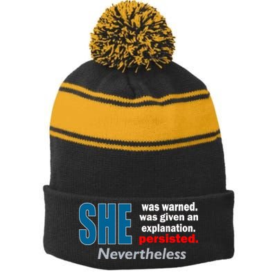 She Was Warned Given An Explanation Persisted Nevertheless Stripe Pom Pom Beanie