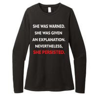 She Was Was Warned Nevertheless Persisted Womens CVC Long Sleeve Shirt