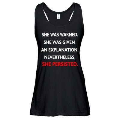 She Was Was Warned Nevertheless Persisted Ladies Essential Flowy Tank